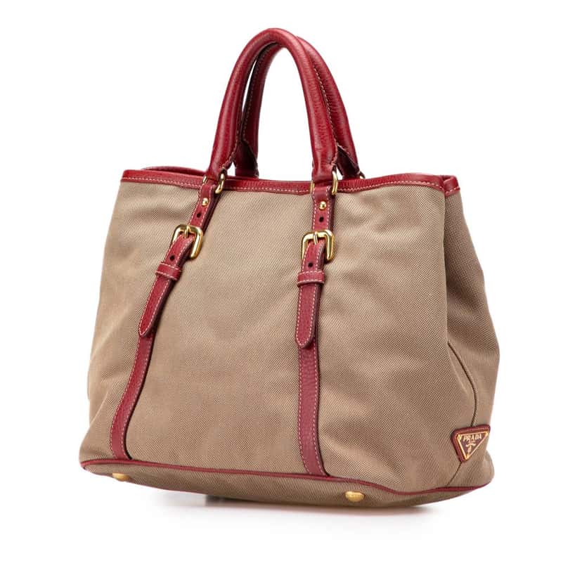 Prada Canvas Canapa Logo Bow Satchel Beige Very good condition - Back View