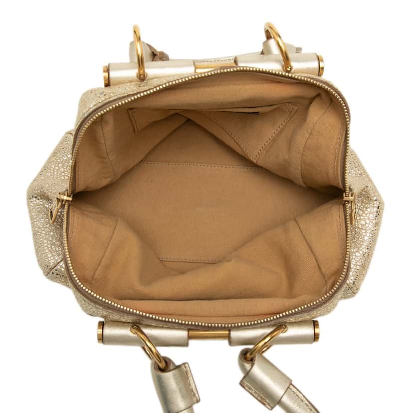 Saint Laurent Small Metallic Grained Calfskin Majorelle Handbag Gold Leather Very good condition - Model View