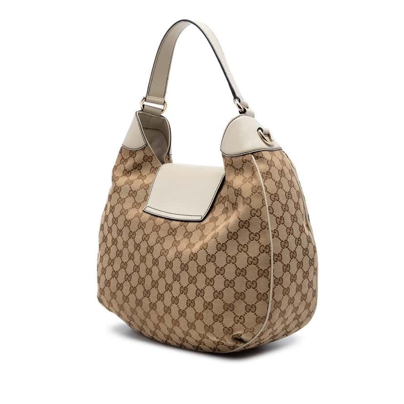 Gucci Medium GG Canvas Emily Flap Satchel Beige Very good condition - Back View