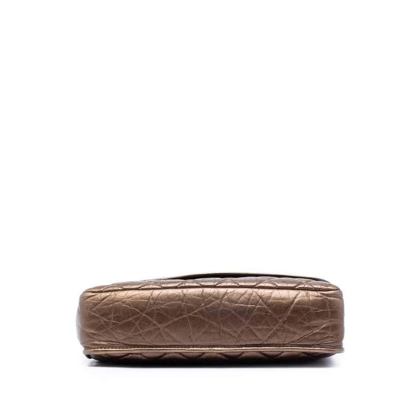 Chanel Quilted Metallic Aged Calfskin Vintage Ligne Flap Brown Leather Very good condition - Inside View