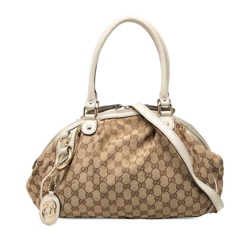 Gucci GG Canvas Sukey Satchel Beige Very good condition - Front View