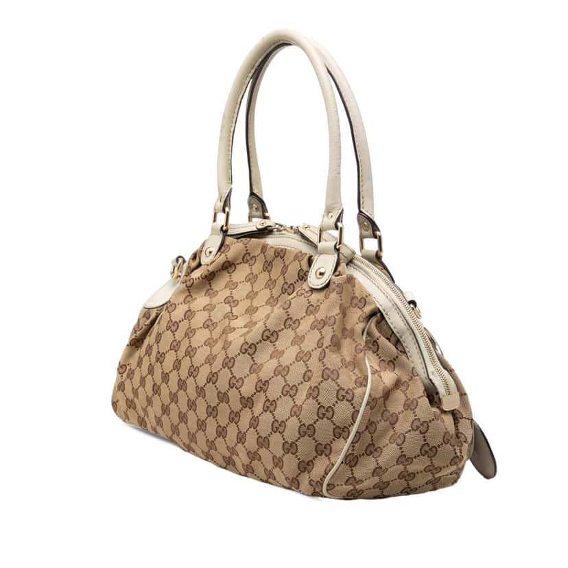 Gucci GG Canvas Sukey Satchel Beige Very good condition - Back View