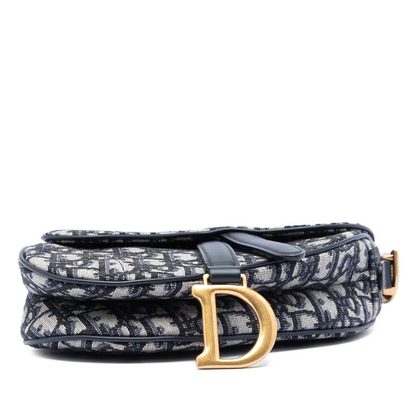 Dior Mini Oblique Canvas Saddle Bag Blue Very good condition - Inside View