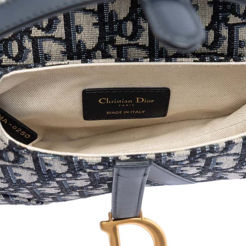 Dior Mini Oblique Canvas Saddle Bag Blue Very good condition - Model View