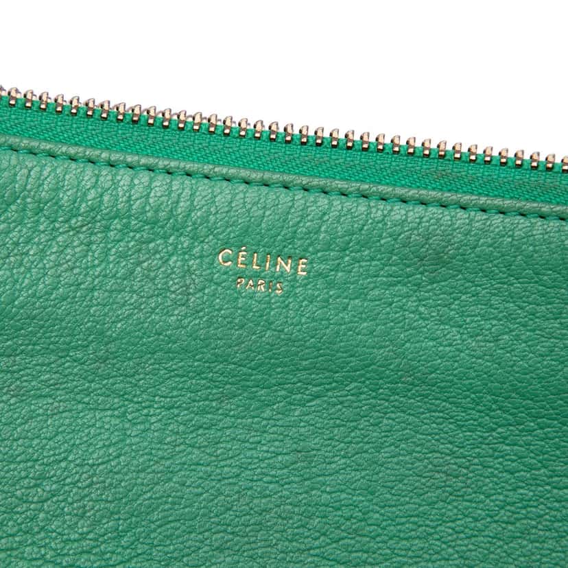 Celine Small Lambskin Trio Crossbody Green Leather Very good condition - Box View
