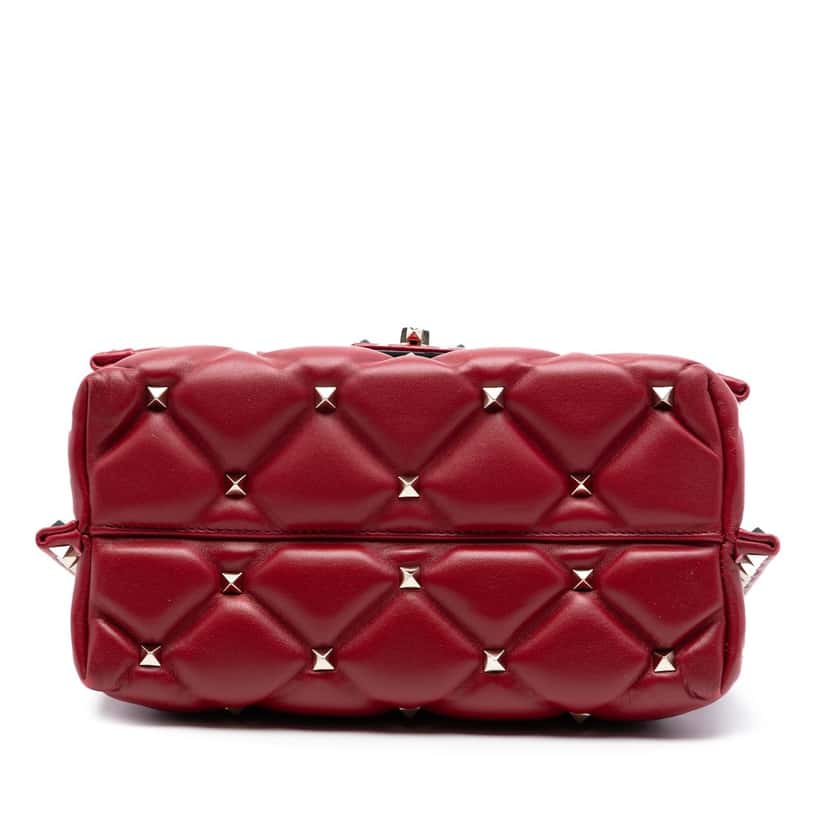 Valentino Medium Lambskin Candystud Top Handle Satchel Red Leather Very good condition - Inside View