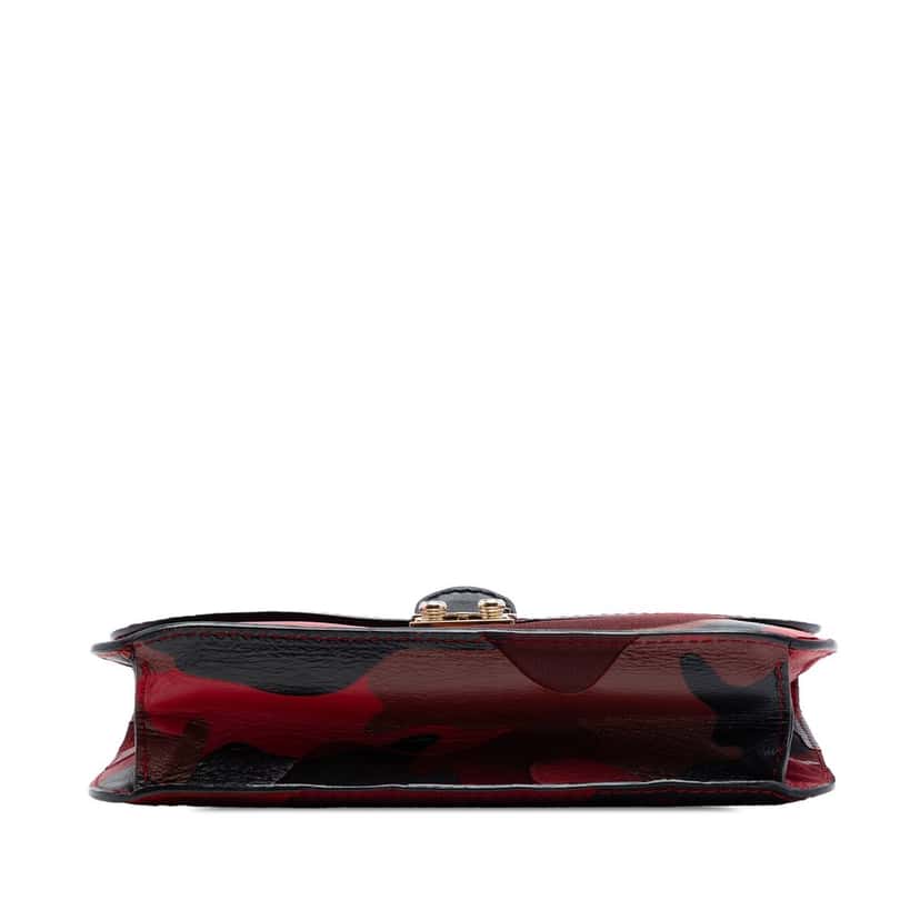 Valentino Medium Nappa and Canvas Camouflage Rockstud Glam Lock Crossbody Red Leather Very good condition - Inside View