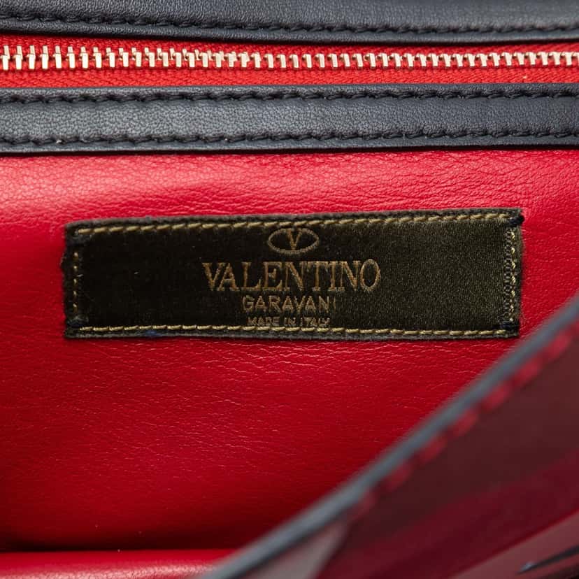 Valentino Medium Nappa and Canvas Camouflage Rockstud Glam Lock Crossbody Red Leather Very good condition - Box View