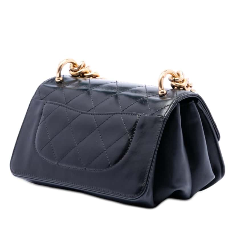 Chanel Paris Cosmopolite Mini Aged Calfskin Straight Lined Flap Black Leather Very good condition - Back View