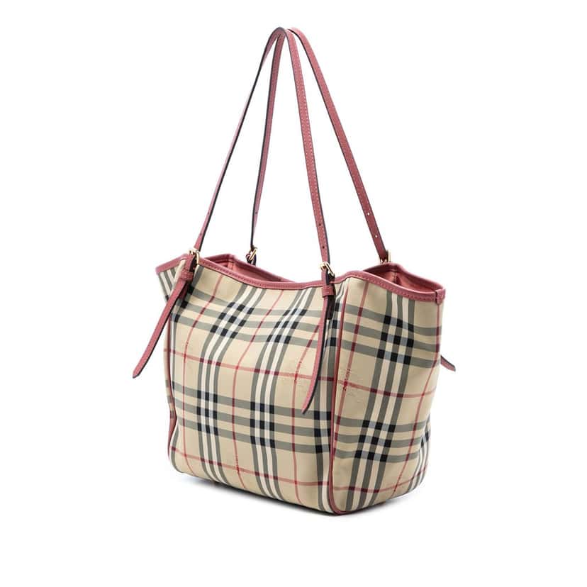 Burberry Small Haymarket Check Coated Canvas Canterbury Tote Beige Very good condition - Back View