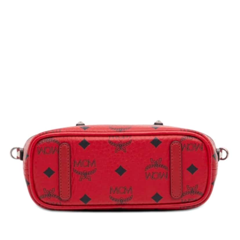 MCM Mini Visetos Coated Canvas Aren Top Zip Shopper Tote Red Very good condition - Inside View