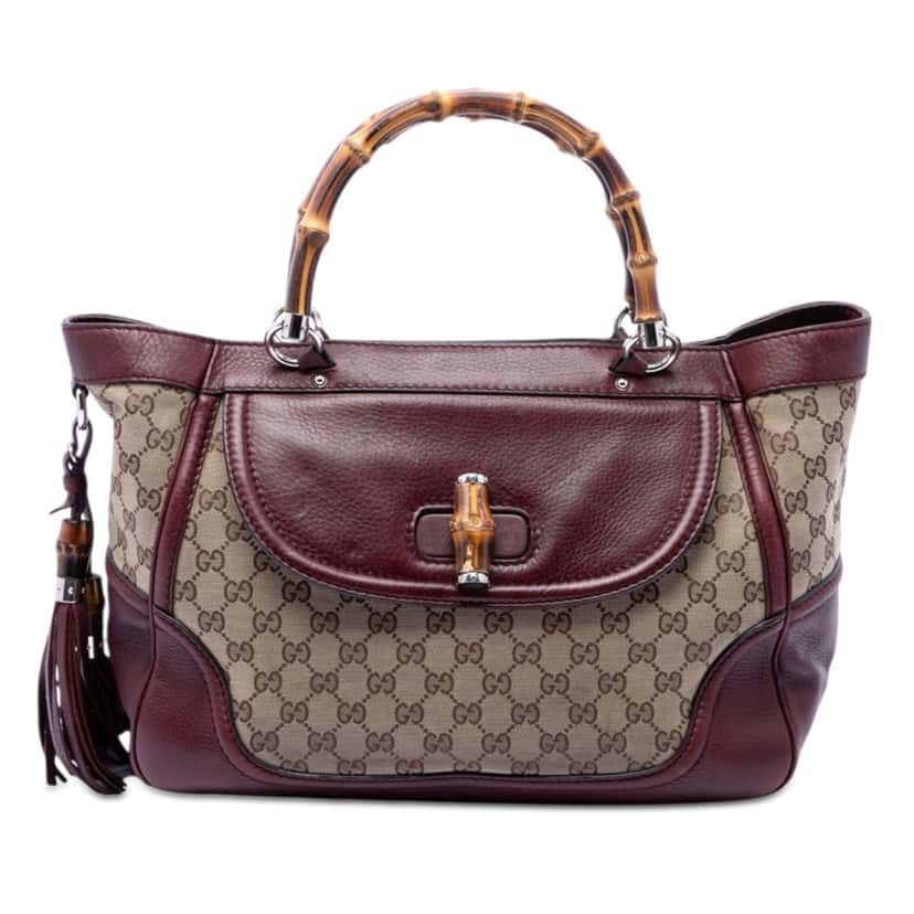 Gucci Medium GG Canvas New Bamboo Tassel Tote Beige Very good condition - Front View