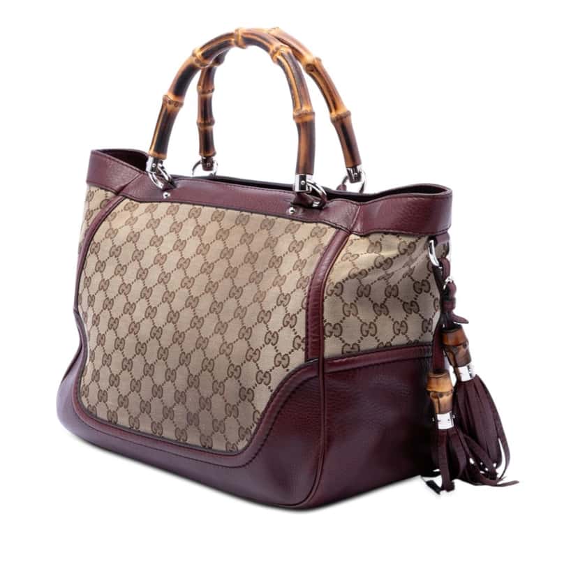 Gucci Medium GG Canvas New Bamboo Tassel Tote Beige Very good condition - Back View