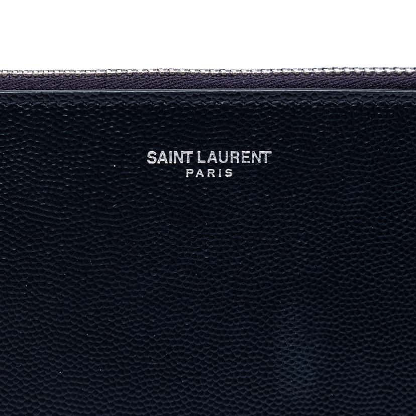 Saint Laurent Grain De Poudre Zipped Tablet Holder Black Leather Very good condition - Box View
