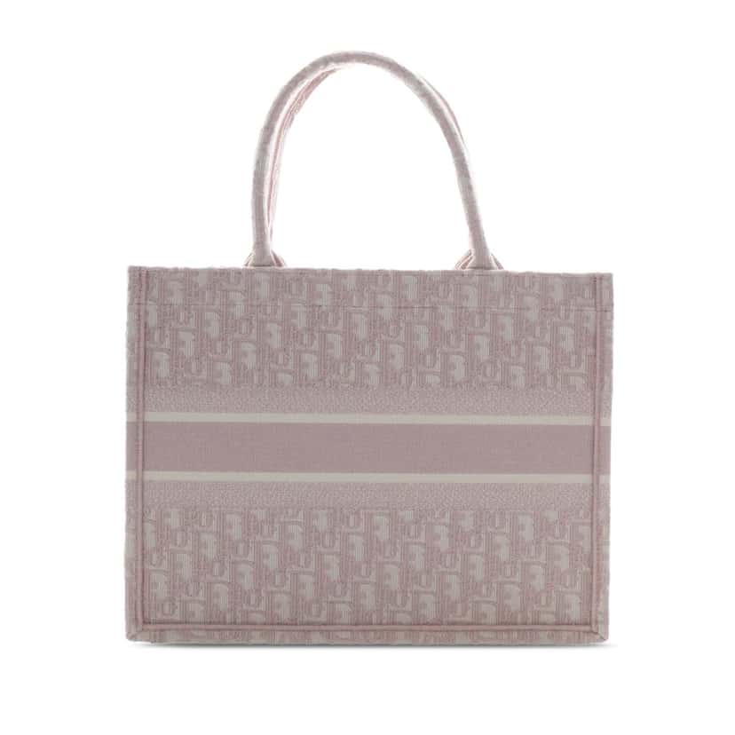 Dior Medium Oblique Embroidered Canvas Book Tote Pink Very good condition - Back View