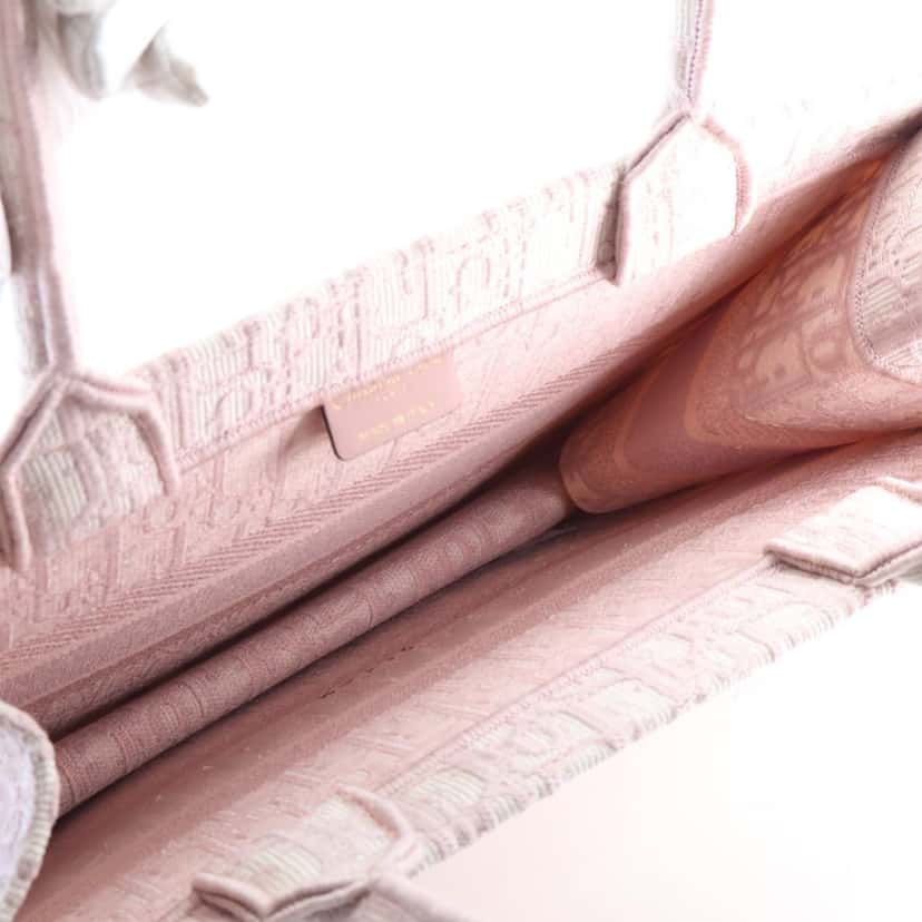 Dior Medium Oblique Embroidered Canvas Book Tote Pink Very good condition - Model View