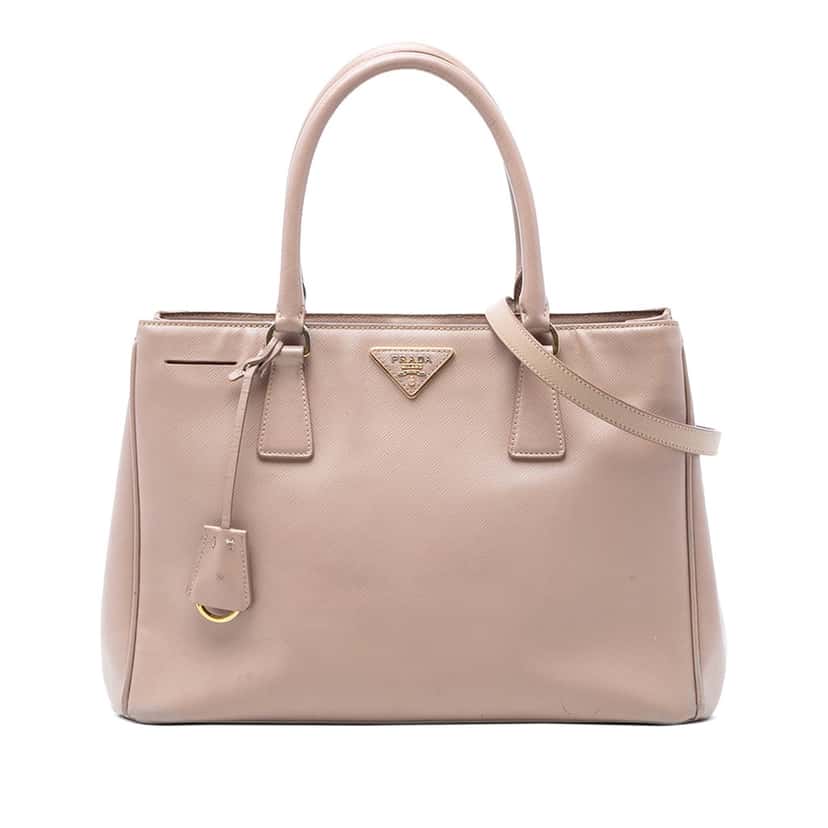 Prada Medium Saffiano Lux Galleria Satchel Beige Leather Good condition - Front View