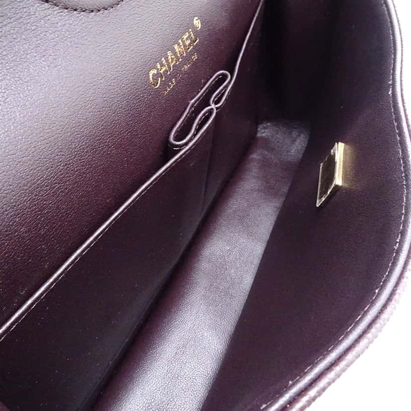 Chanel Medium Classic Caviar Double Flap Purple Leather Very good condition - Box View