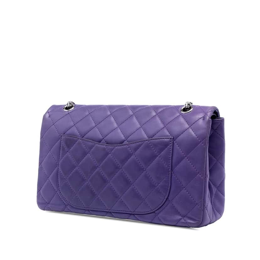 Chanel Quilted Lambskin Reissue 2.55 Double Flap 227 Purple Leather Very good condition - Back View