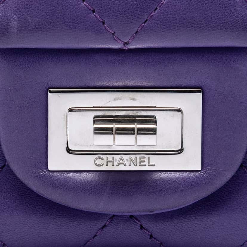 Chanel Quilted Lambskin Reissue 2.55 Double Flap 227 Purple Leather Very good condition - Box View