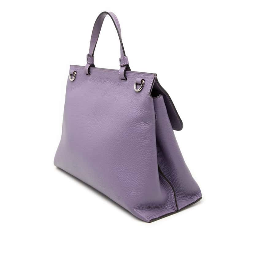 Gucci Medium Leather Bamboo Daily Satchel Purple Leather Very good condition - Back View