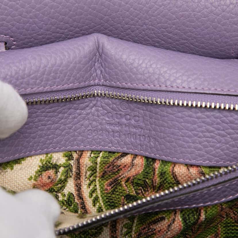 Gucci Medium Leather Bamboo Daily Satchel Purple Leather Very good condition - Box View