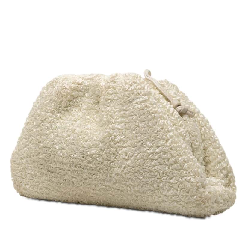 Bottega Veneta Boucle Raffia The Mini Pouch Crossbody White Very good condition - Back View