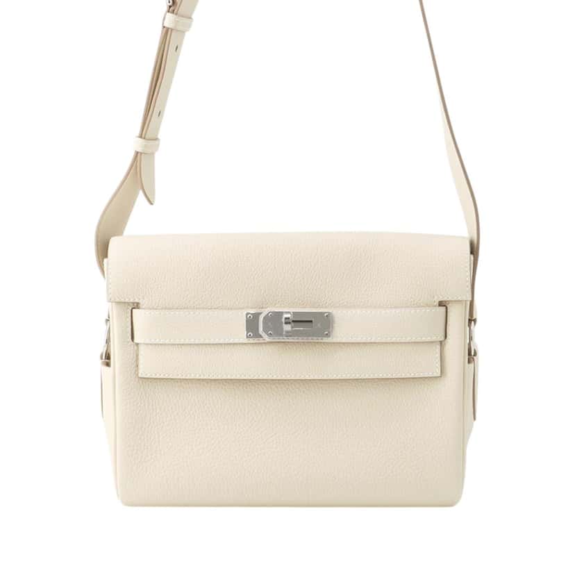 Hermès Togo Kelly Messenger PM White Leather Never worn - Front View