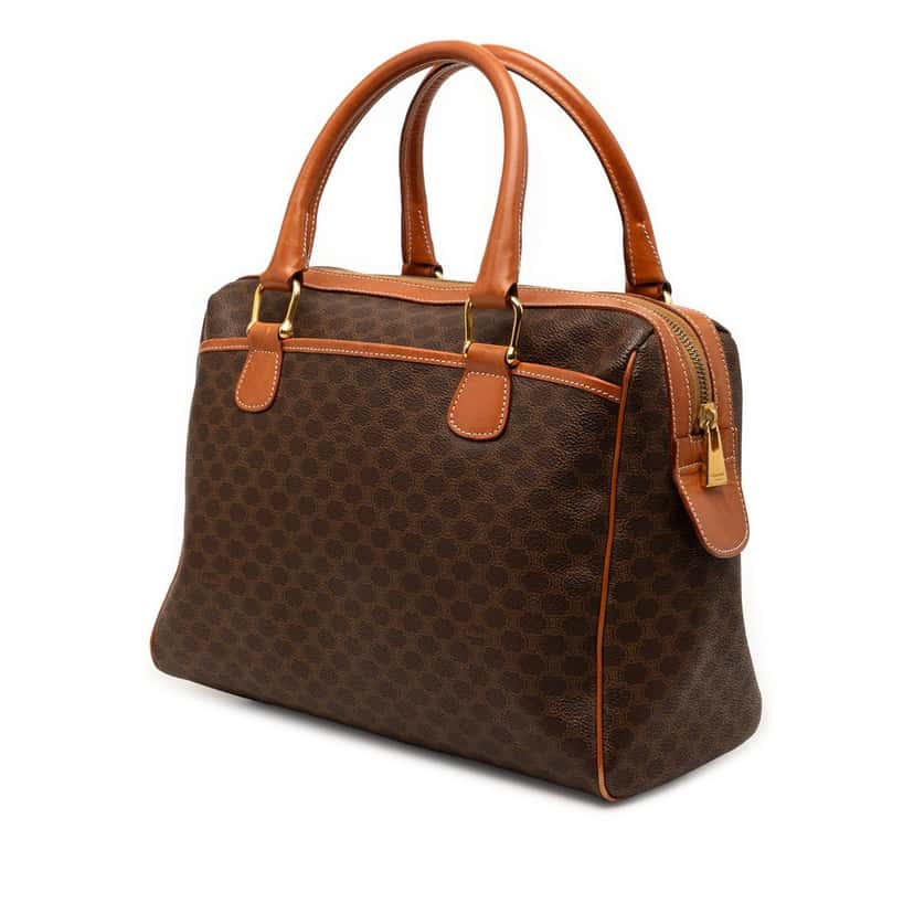 Celine Macadam Coated Canvas Handbag Brown Very good condition - Back View