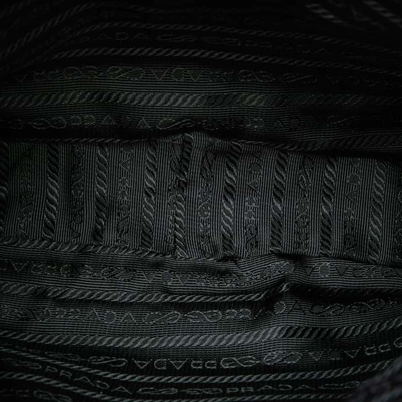 Prada Croc Embossed Leather Trimmed Tessuto Shoulder Bag Black Very good condition - Model View