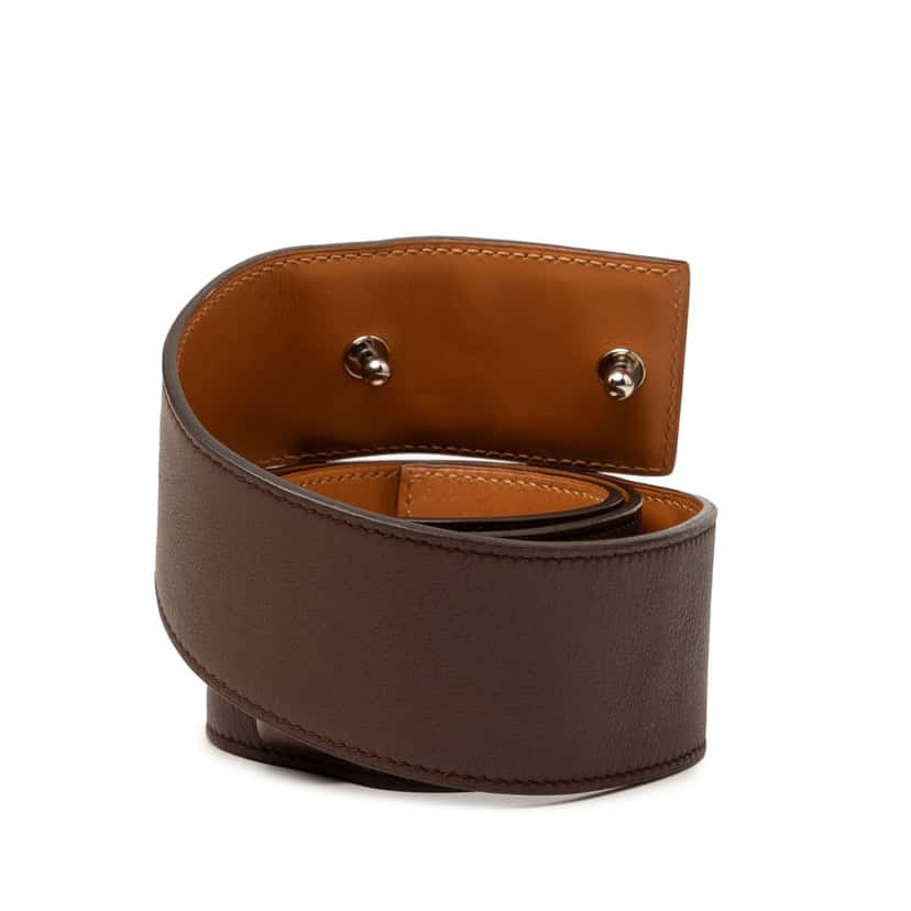 Hermès Chevre Mysore Collier de Chien Shadow Belt S Brown Leather Very good condition - Inside View