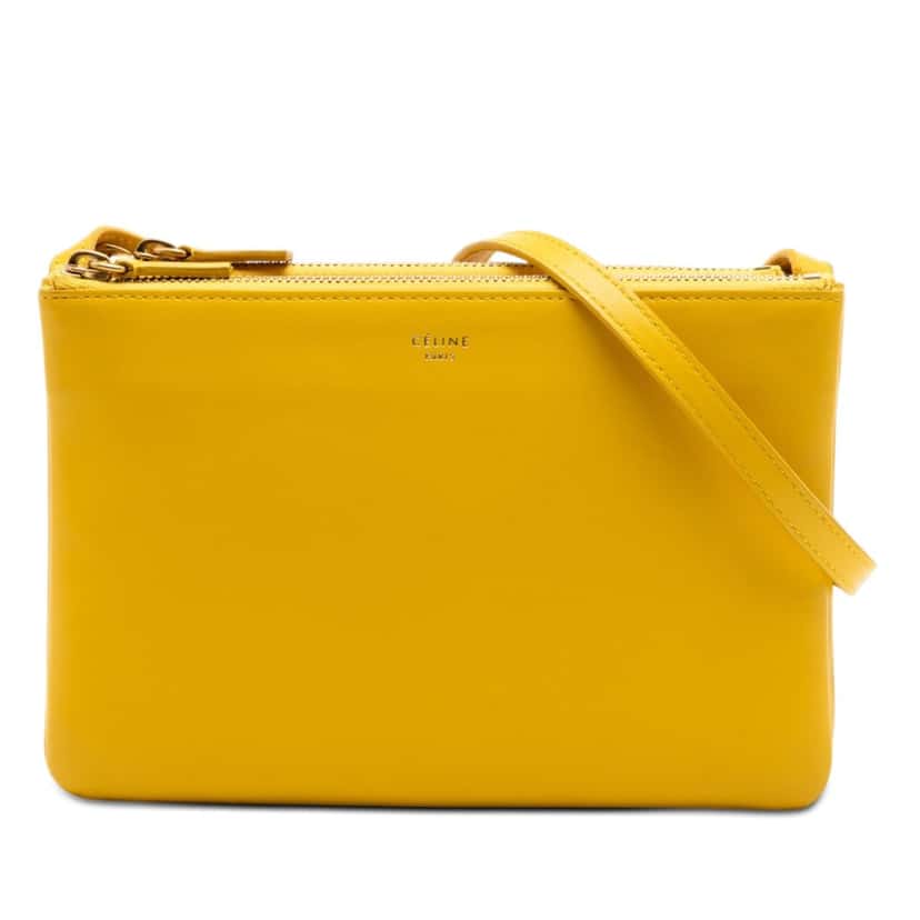 Celine Small Lambskin Trio Crossbody Yellow Leather Very good condition - Front View