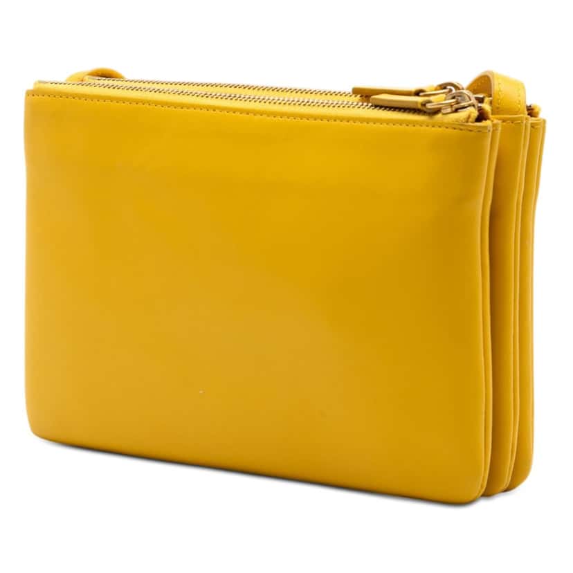 Celine Small Lambskin Trio Crossbody Yellow Leather Very good condition - Back View