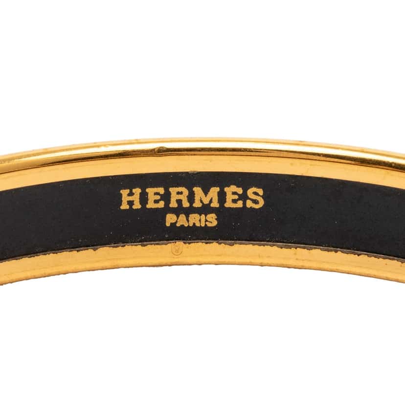 Hermès Narrow Enamel Fruits Cloisonne Bangle 65 Green Very good condition - Model View