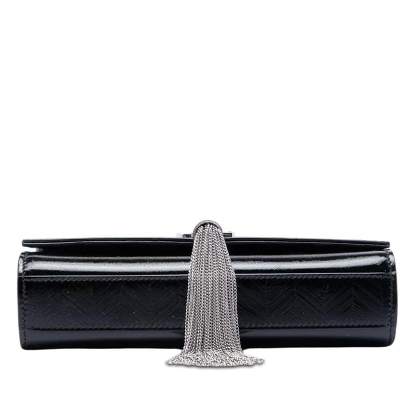 Saint Laurent Medium Chevron Patent Monogram Kate Tassel Crossbody Black Leather Very good condition - Inside View