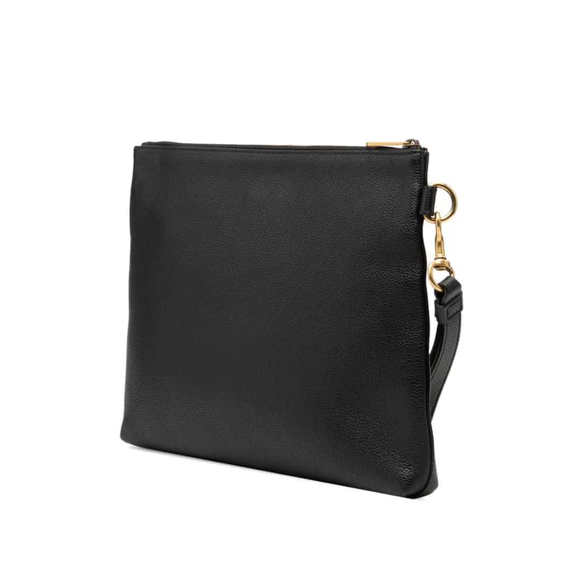 Gucci Leather Logo Clutch Black Leather Never worn, with tag - Back View