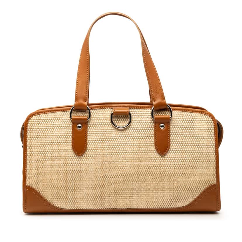 Burberry Straw and Leather Handbag Beige Very good condition - Front View