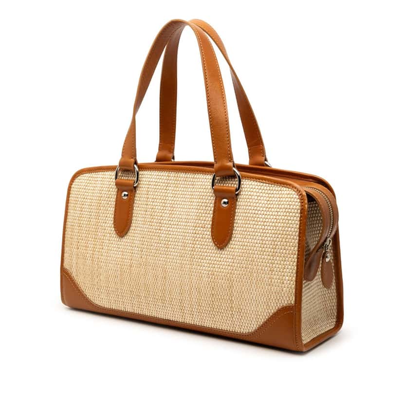 Burberry Straw and Leather Handbag Beige Very good condition - Back View