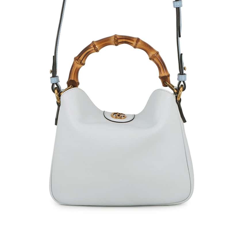 Gucci Small Calfskin Bamboo Diana Satchel Blue Leather Very good condition - Front View
