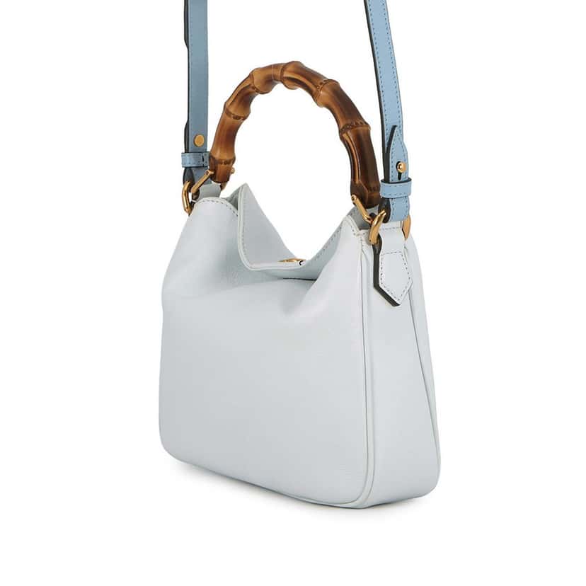 Gucci Small Calfskin Bamboo Diana Satchel Blue Leather Very good condition - Back View
