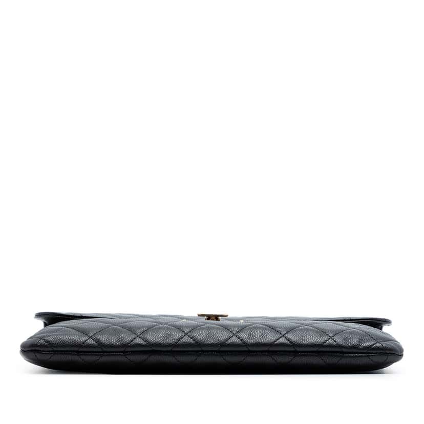 Chanel Medium Quilted Caviar Golden Class O Case Clutch Black Leather Very good condition - Inside View