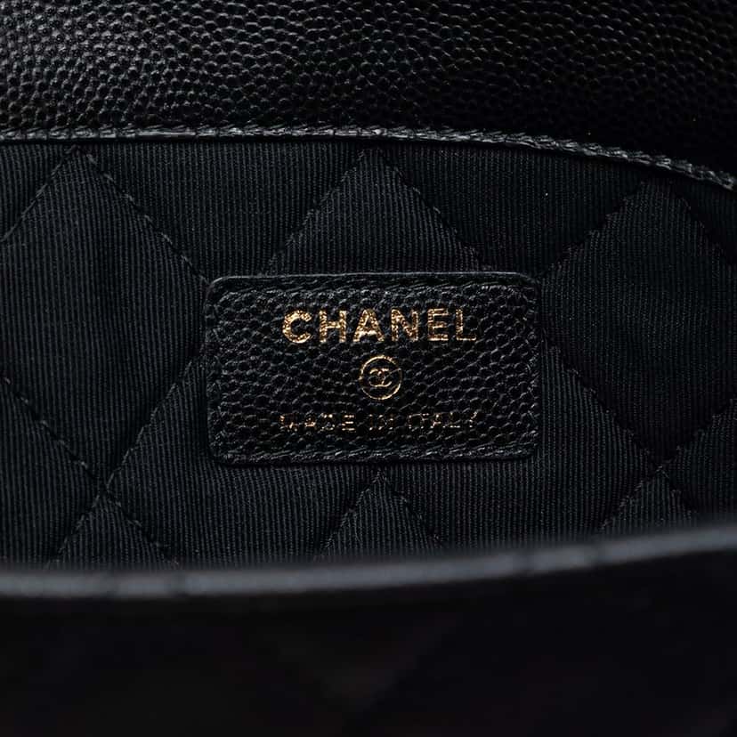 Chanel Medium Quilted Caviar Golden Class O Case Clutch Black Leather Very good condition - Box View