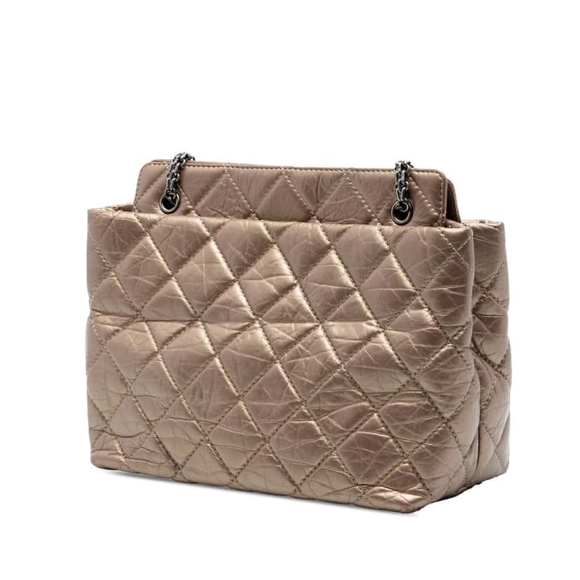 Chanel Quilted Aged Calfskin Reissue 2.55 Tote Brown Leather Very good condition - Back View