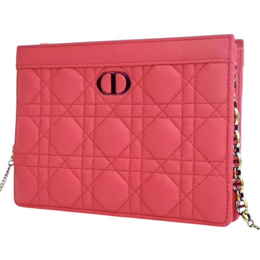 Dior Supple Cannage Calfskin Caro Every Dior Pouch Pink Leather Very good condition - Inside View