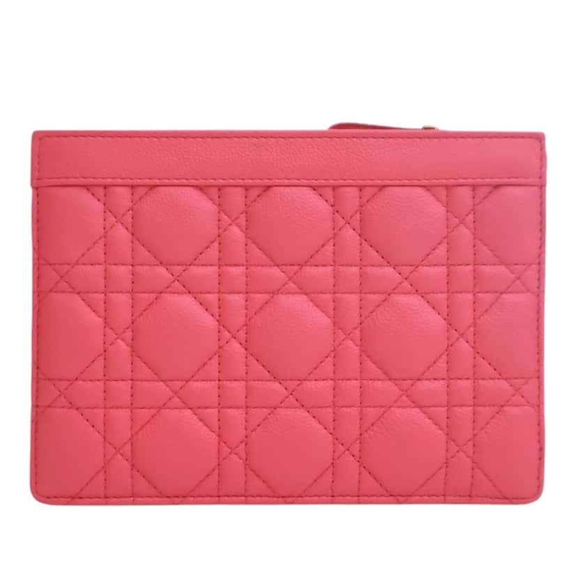 Dior Supple Cannage Calfskin Caro Every Dior Pouch Pink Leather Very good condition - Model View