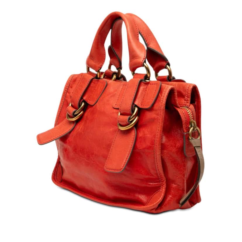 Chloé Small Leather Bay Satchel Orange Leather Very good condition - Back View
