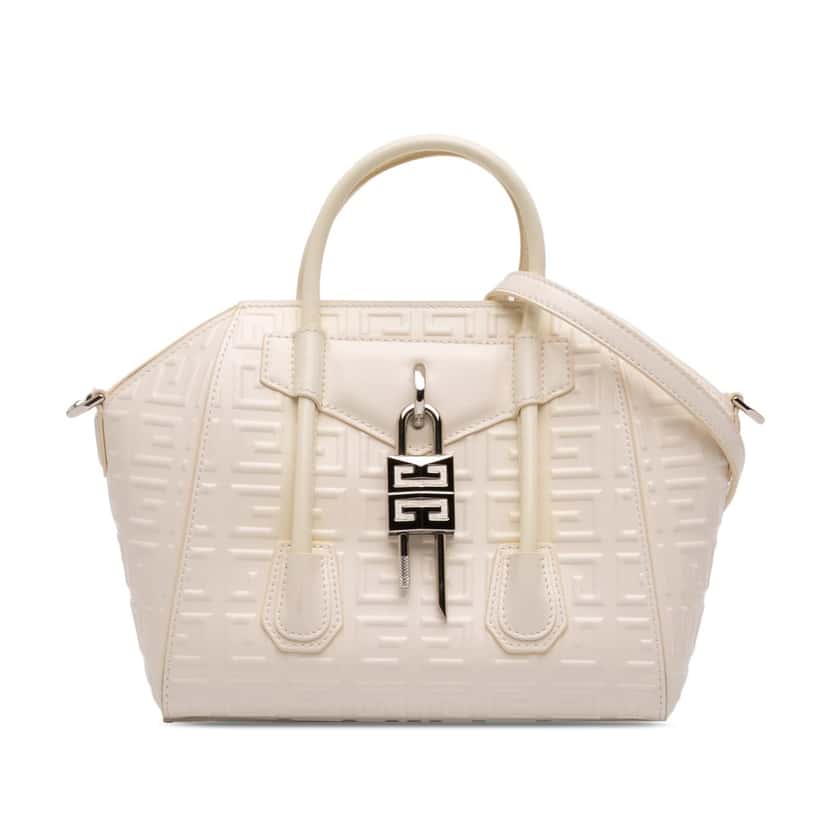 Givenchy Mini Calfskin 4G Antigona Lock Satchel White Leather Very good condition - Front View