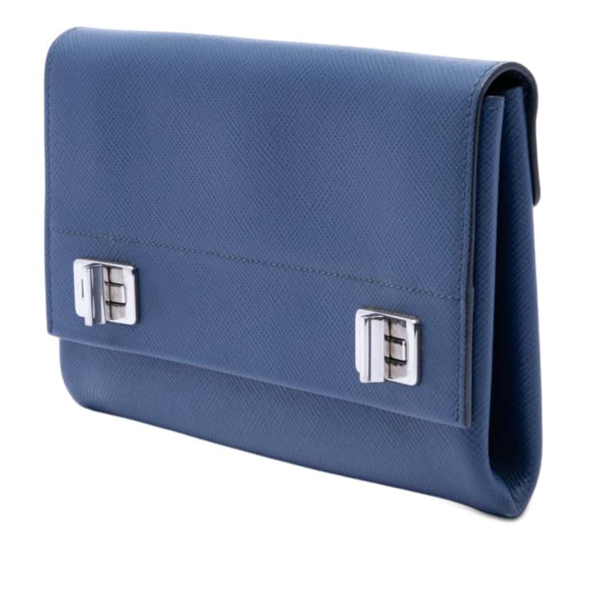 Prada Saffiano Cuir Twist Lock Chain Flap Blue Leather Very good condition - Back View