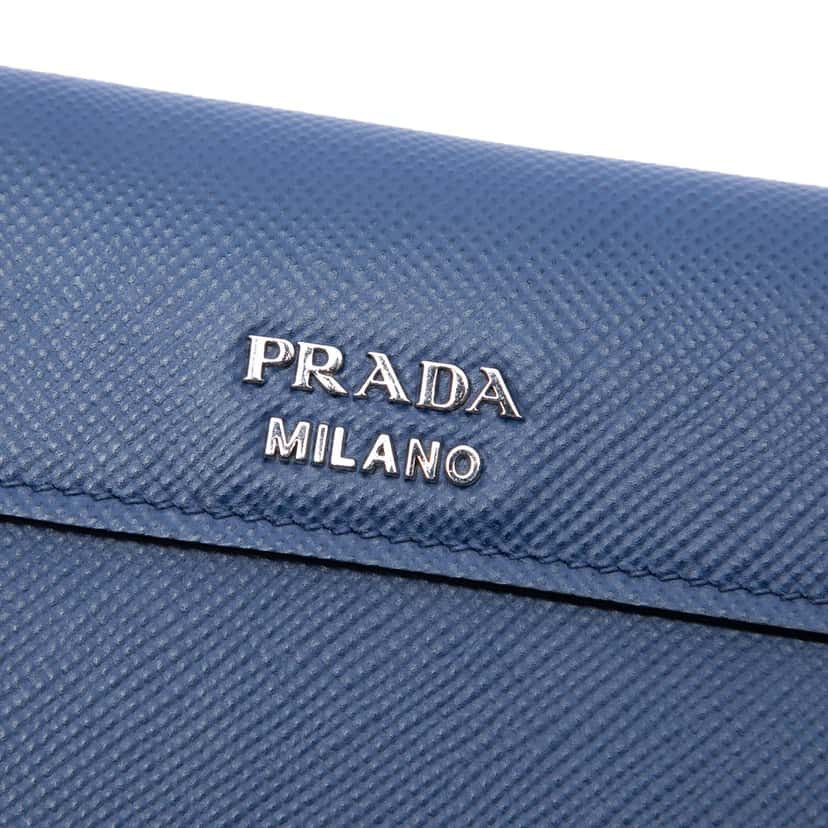 Prada Saffiano Cuir Twist Lock Chain Flap Blue Leather Very good condition - Box View