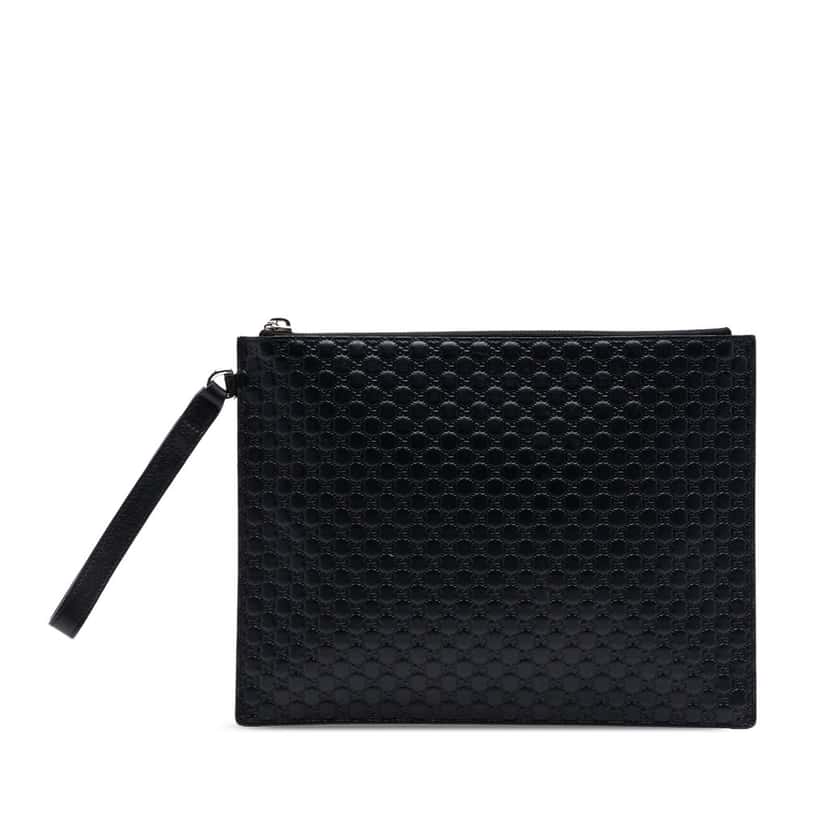 Gucci Microguccissima Clutch Black Leather Very good condition - Front View